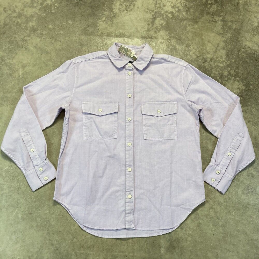 J Crew Shirt Womens 0 Button Up‎ Collared Casual Cotton Preppy Lilac Purple